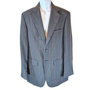 Towncraft Gray Striped Suit Jacket Blazer Size 38L 38 Long Worsted Wool Blend